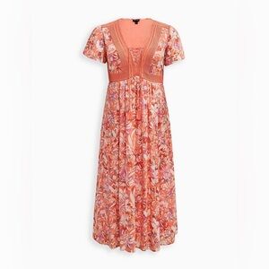 Torrid Orange Floral Maxi Dress size 1X (14-16)